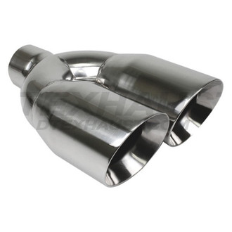 Different Trend® - Hi-Polished Series Stainless Steel Round Angle Cut Dual Exhaust Tip (2.5" Inlet, 12" Length)