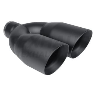 Different Trend® - Black Powder Coated Series Parallel Round Angle Cut Dual Exhaust Tip (2.5" Inlet, 12" Length)