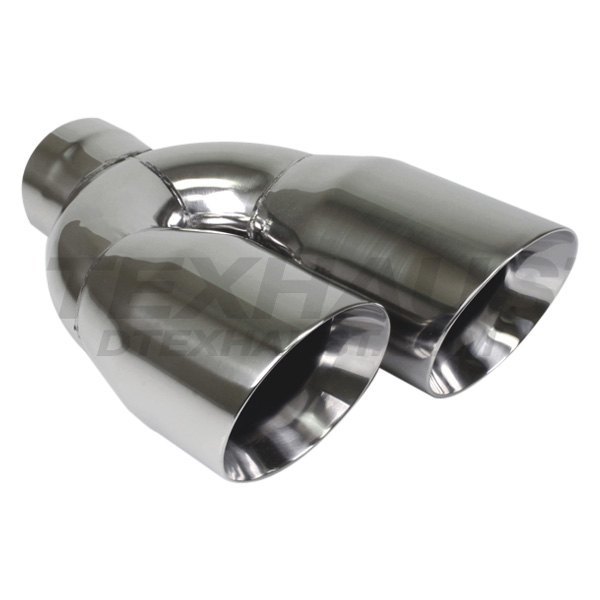 Different Trend® - Hi-Polished Series Driver Side Stainless Steel Staggered Round Angle Cut Dual Exhaust Tip