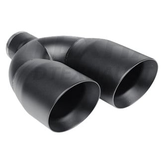 Different Trend® - Black Powder Coated Series Driver Side Staggered Round Angle Cut Dual Exhaust Tip (2.5" Inlet, 12" Length)