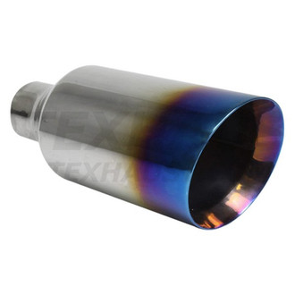Different Trend® - Blue Flame Series Round Angle Cut Double-Wall Exhaust Tip (2.5" Inlet, 5" Outlet, 12" Length)