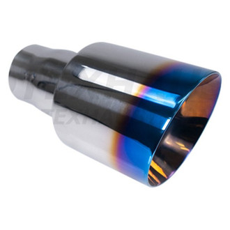 Different Trend® - Blue Flame Series Round Angle Cut Double-Wall Exhaust Tip (2.5" Inlet, 5" Outlet, 10" Length)