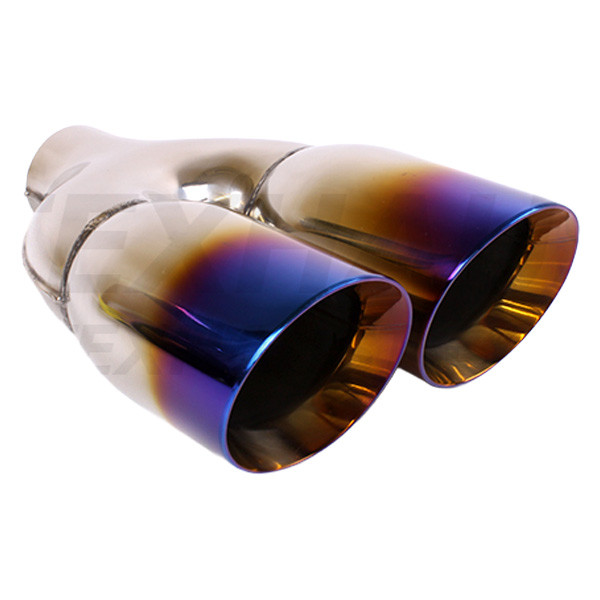 Exhaust Tips 2.5 Inlet Blue Burnt 4 Out Straight Cut Single Wall