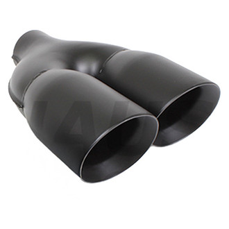 Different Trend® - Black Powder Coated Series Driver Side Staggered Round Angle Cut Dual Exhaust Tip (2.5" Inlet, 12" Length)