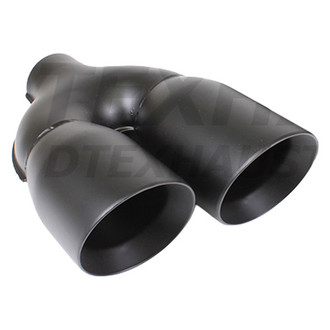 Different Trend® - Black Powder Coated Series Passenger Side Staggered Round Angle Cut Dual Exhaust Tip (2.5" Inlet, 12" Length)