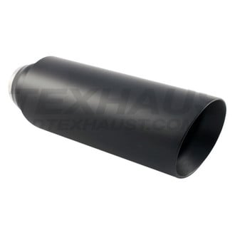 Different Trend® - Black Powder Coated Series Open Casing Round Slant Cut Double-Wall Exhaust Tip (3" Inlet, 4" Outlet, 12" Length)