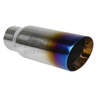 Different Trend® - Blue Flame Series Round Angle Cut Double-Wall Exhaust Tip (3" Inlet, 4" Outlet, 12" Length)