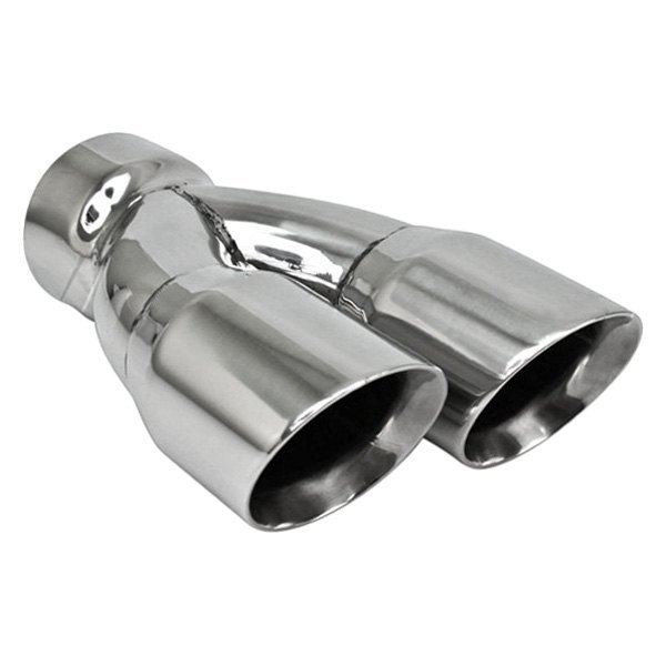 Different Trend® - Hi-Polished Series Driver or Passenger Side Stainless Steel Round Angle Cut Dual Exhaust Tip