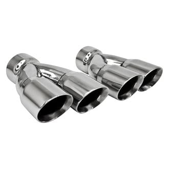 Different Trend® - Hi-Polished Series Stainless Steel Driver Side Round Angle Cut Dual Exhaust Tip (3" Inlet, 9.5" Length)