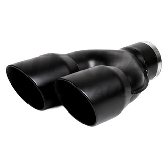 Different Trend® - Black Powder Coated Series Passenger Side Staggered Round Angle Cut Dual Exhaust Tip (3" Inlet, 9.5" Length)
