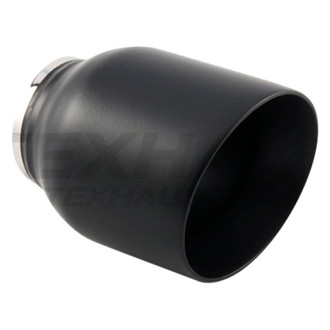 Different Trend® - Black Powder Coated Series Round Angle Cut Double-Wall Exhaust Tip (3" Inlet, 4" Outlet, 5.25" Length)