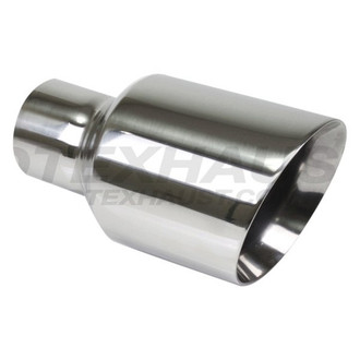 Different Trend® - Hi-Polished Series Stainless Steel Round Slant Cut Double-Wall Exhaust Tip (3" Inlet, 5" Outlet, 9" Length)