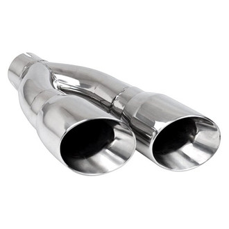 Different Trend® - Hi-Polished Series Stainless Steel Side Way Round Angle Cut Dual Exhaust Tip (3" Inlet, 16" Length)
