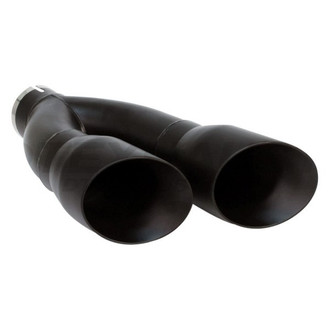 Different Trend® - Black Powder Coated Series Sideways Round Angle Cut Dual Exhaust Tip (3" Inlet, 16" Length)