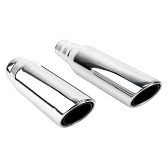 Different Trend® - Hi-Polished Series Stainless Steel Round Double Layer Rolled Edge Angle Cut Exhaust Tip (3" Inlet, 4" Outlet, 12" Length)