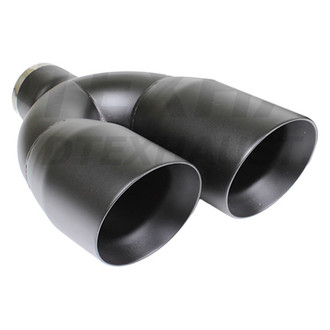 Different Trend® - Black Powder Coated Series Driver Side Staggered Round Angle Cut Dual Exhaust Tip (3" Inlet, 12" Length)