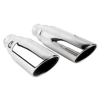 Different Trend® - Hi-Polished Series Stainless Steel Round Double Layer Rolled Edge Angle Cut Exhaust Tip (3" Inlet, 5" Outlet, 12" Length)