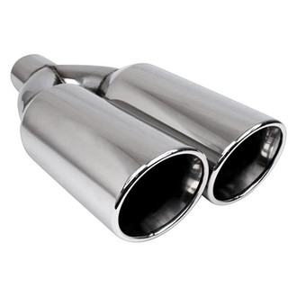 Different Trend® - Hi-Polished Series Stainless Steel Round Rolled Edge Straight Cut Dual Exhaust Tip (3" Inlet, 5" Outlet, 20.5" Length)