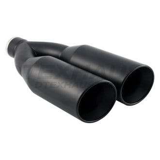 Different Trend® - Black Powder Coated Series Sideways Round Rolled Edge Dual Exhaust Tip (3" Inlet, 20.5" Length)