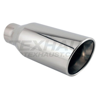 Different Trend® - Hi-Polished Series Stainless Steel Round Rolled Edge Slant Cut Double-Wall Exhaust Tip (3" Inlet, 5" Outlet, 13.5" Length)