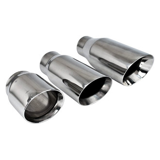 Different Trend® - Hi-Polished Series Stainless Steel Round Angle Cut Double-Wall Exhaust Tip (4" Inlet, 5" Outlet, 6" Length)