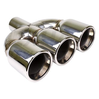 Different Trend® - Hi-Polished Series 304 SS Round Rolled Edge Angle Cut Triple Exhaust Tip (2.5" Inlet, 10.25" Length)