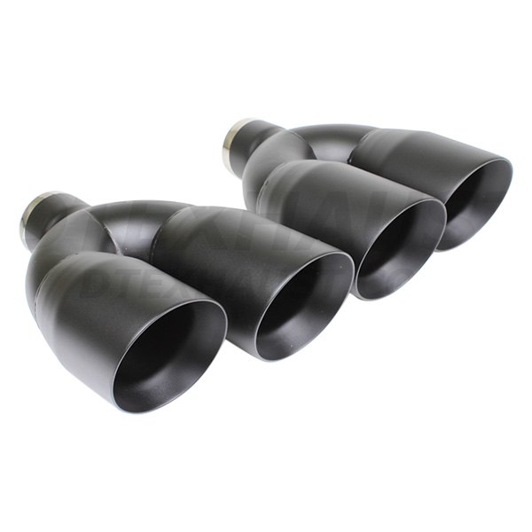 Different Trend® - Black Powder Coated Series Passenger Side Staggered Round Angle Cut Dual Exhaust Tip