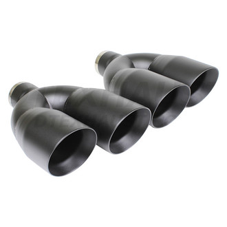Different Trend® - Black Powder Coated Series Passenger Side Staggered Round Angle Cut Dual Exhaust Tip (2.5" Inlet, 12" Length)