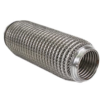 Different Trend® - Flexible Series Stainless Steel Quter Mesh Interlock Exhaust Pipe (2.25" Inlet, 2.25" Outlet, 6" Overall Length)
