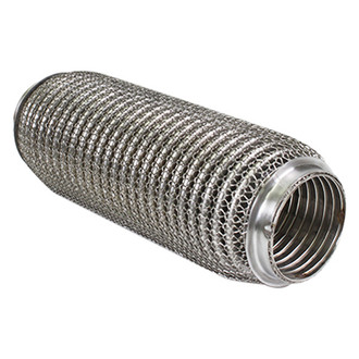 Different Trend® - Flexible Series Stainless Steel Quter Mesh Interlock Exhaust Pipe (2.25" Inlet, 2.25" Outlet, 8" Overall Length)
