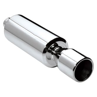 Different Trend® - Hi-Polished Series Stainless Steel Round Silver Exhaust Muffler (2.25" Center ID, 4.5" Center OD, 14" Length)