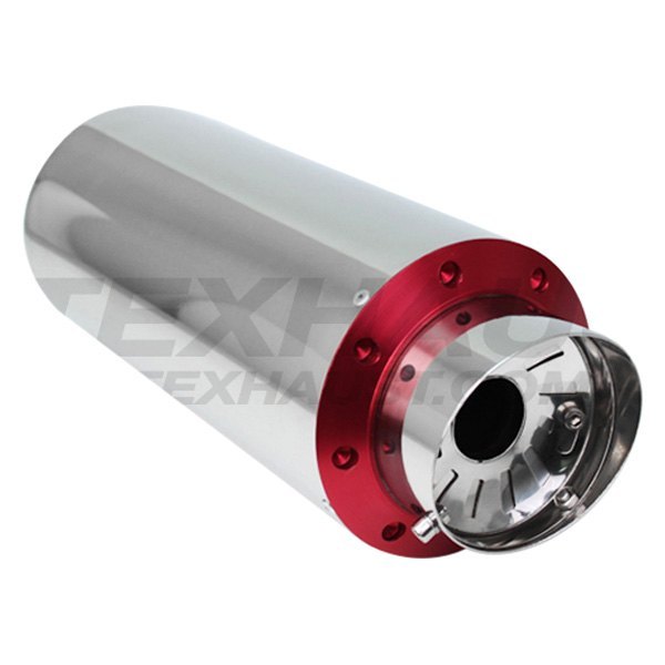 Different Trend® - Hi-Polished Series Stainless Steel Round Red Exhaust Muffler