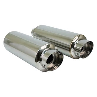 Different Trend® - Hi-Polished Series Stainless Steel Round Silver Exhaust Muffler (2.25" Center ID, 3.5" Center OD, 12.5" Length)