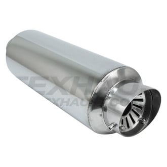 Different Trend® - Hi-Polished Series Stainless Steel Round Silver Exhaust Muffler (2.25" Center ID, 3.5" Center OD, 13.5" Length)