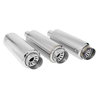Different Trend® - Hi-Polished Series Stainless Steel Round Silver Exhaust Muffler (2.25" Center ID, 4" Center OD, 15.5" Length)