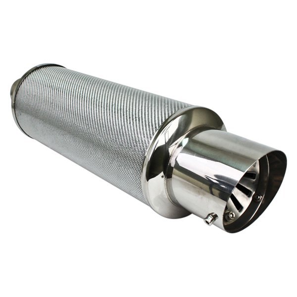 Different Trend® - Carbon Fiber Series Stainless Steel Round Silver Exhaust Muffler