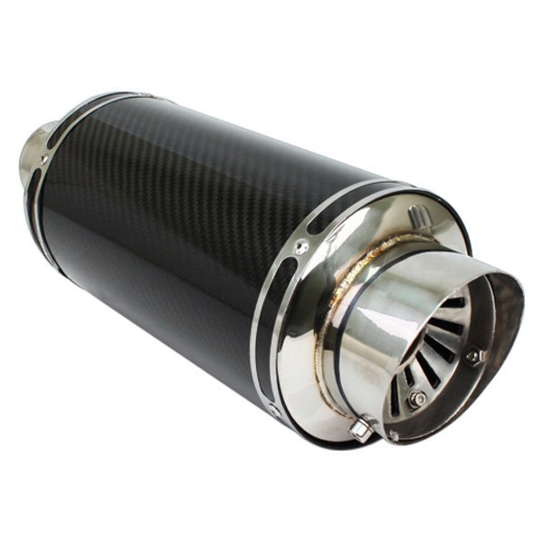 Different Trend® - Carbon Fiber Series Stainless Steel Round Black Exhaust Muffler