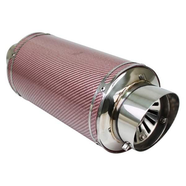 Different Trend® - Carbon Fiber Series Stainless Steel Round Red Exhaust Muffler