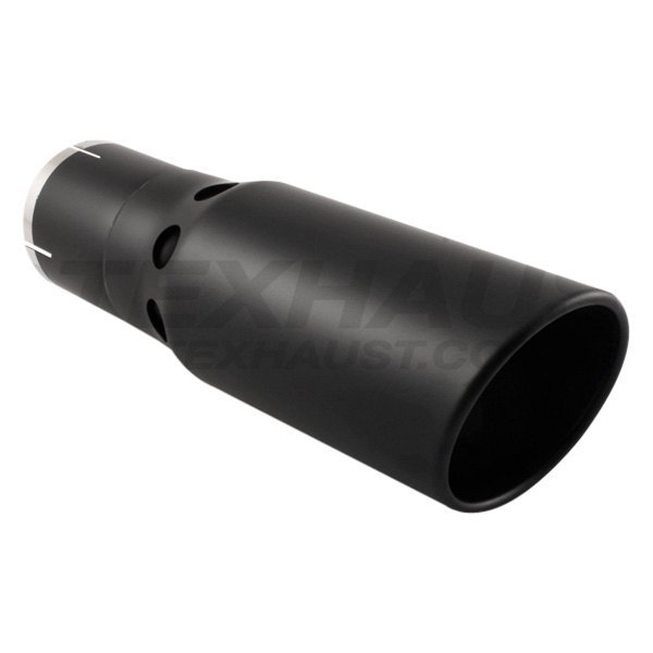 Different Trend® - Black Powder Coated Series Round Intercooler Rolled Edge Slant Cut Exhaust Tip with Inner Fan