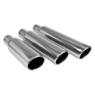 Different Trend® - Texas Series Round Rolled Edge Slant Cut Exhaust Tip (2.25" Inlet, 3.5" Outlet, 12" Length)