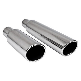 Different Trend® - Texas Series Round Rolled Edge Angle Cut Exhaust Tip (2.25" Inlet, 4" Outlet, 12" Length)