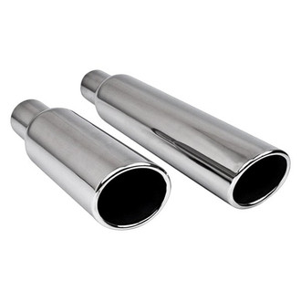Different Trend® - Texas Series Round Rolled Edge Slant Cut Exhaust Tip (2.25" Inlet, 4" Outlet, 18" Length)