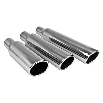 Different Trend® - Texas Series Round Rolled Edge Slant Cut Exhaust Tip (2.5" Inlet, 3.5" Outlet, 18" Length)
