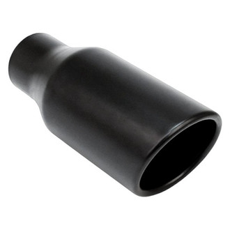 Different Trend® - Black Powder Coated Series Round Rolled Edge Angle Cut Weld-On Exhaust Tip (2.5" Inlet, 4" Outlet, 9" Length)