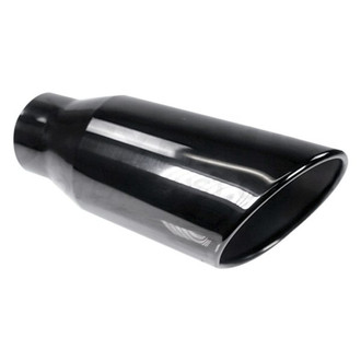 Different Trend® - Black Chrome Series Round Rolled Edge Angle Cut Exhaust Tip (3.5" Inlet, 4.5" Outlet, 12" Length)