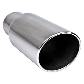 Different Trend® - Diesel Series Round Rolled Edge Angle Cut Weld-On Exhaust Tip (3.5" Inlet, 5" Outlet, 12" Length)