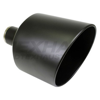Different Trend® - Black Powder Coated Series Round Rolled Edge Slant Cut Exhaust Tip (4" Inlet, 12" Outlet, 18" Length)