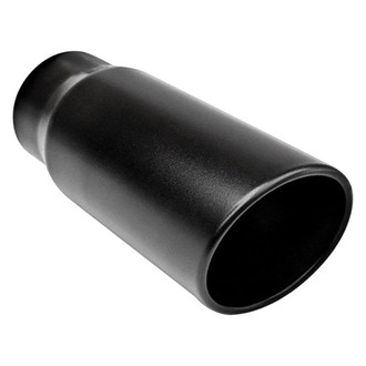 Different Trend® - Black Powder Coated Series Round Rolled Edge Angle Cut Weld-On Exhaust Tip (4" Inlet, 5" Outlet, 12" Length)