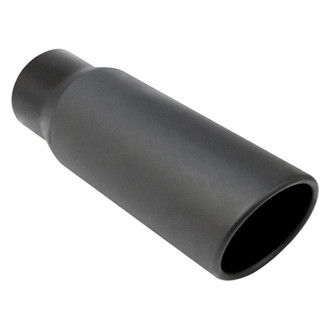 Different Trend® - Black Powder Coated Series Round Rolled Edge Angle Cut Weld-On Exhaust Tip (4" Inlet, 5" Outlet, 15" Length)