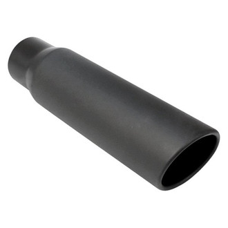 Different Trend® - Black Powder Coated Series Round Rolled Edge Angle Cut Weld-On Exhaust Tip (4" Inlet, 6" Outlet, 18" Length)